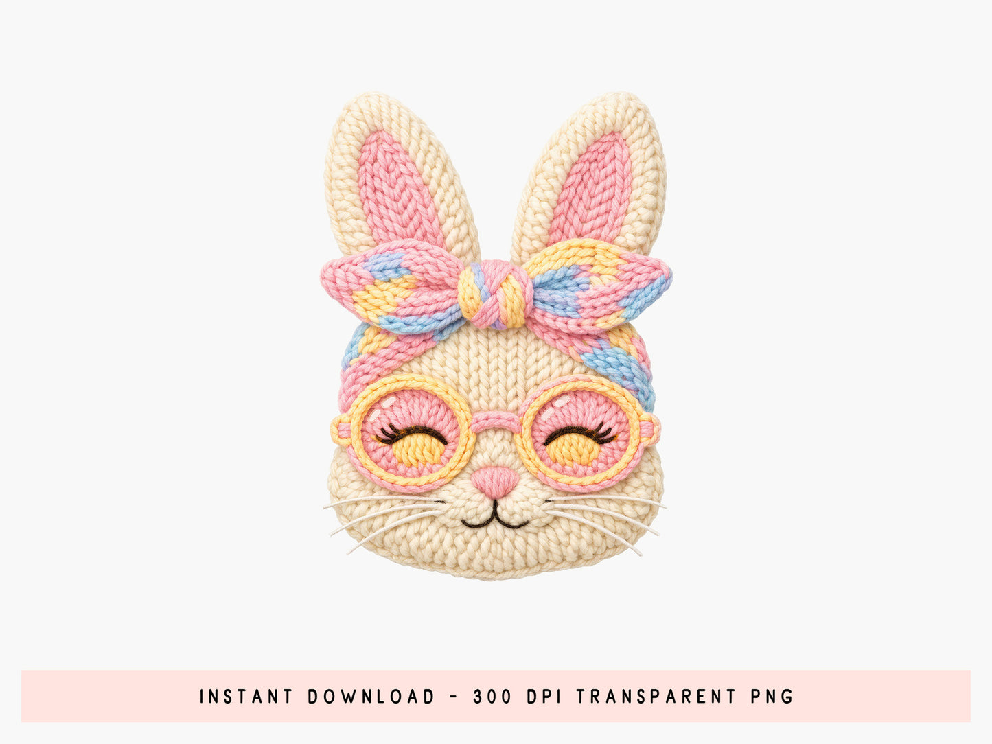 Faux Yarn Bunny Easter Sublimation PNG