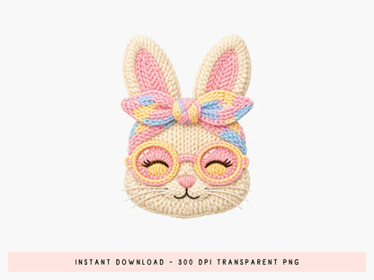 Faux Yarn Bunny Easter Sublimation PNG