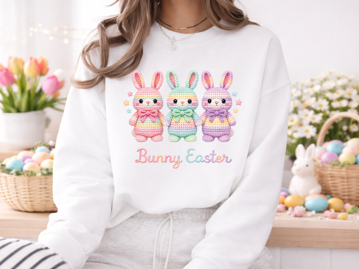 Faux Yarn Bunny Easter Sublimation PNG