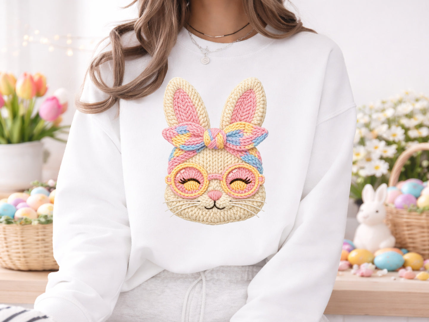 Faux Yarn Bunny Easter Sublimation PNG
