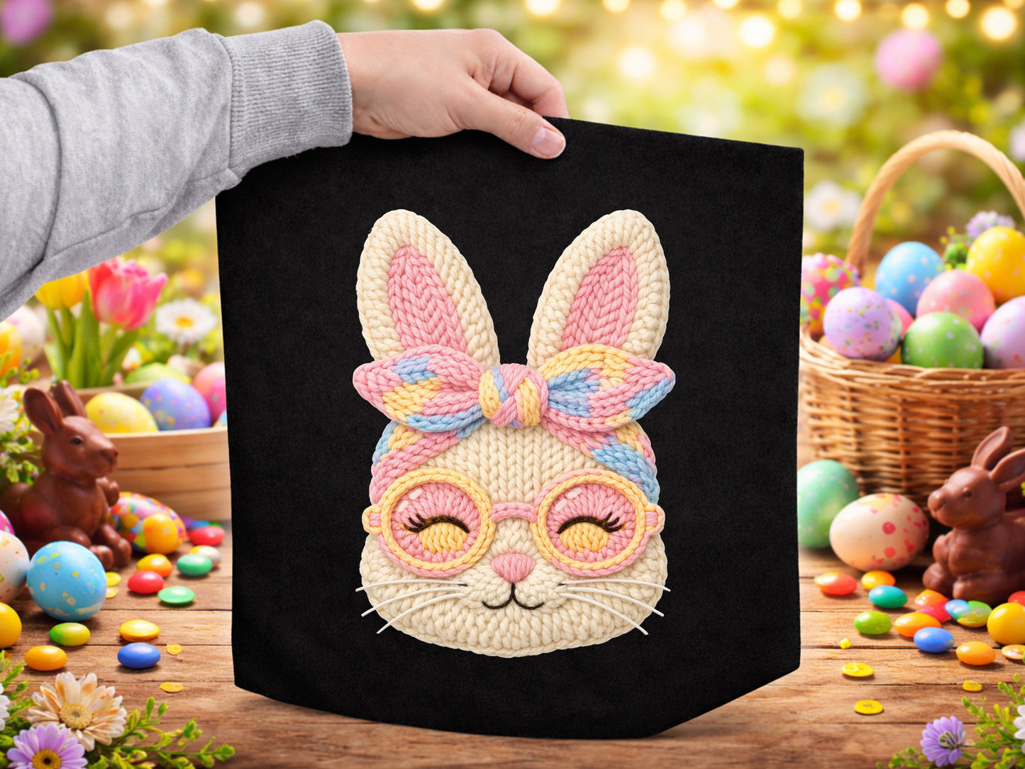 Faux Yarn Bunny Easter Sublimation PNG