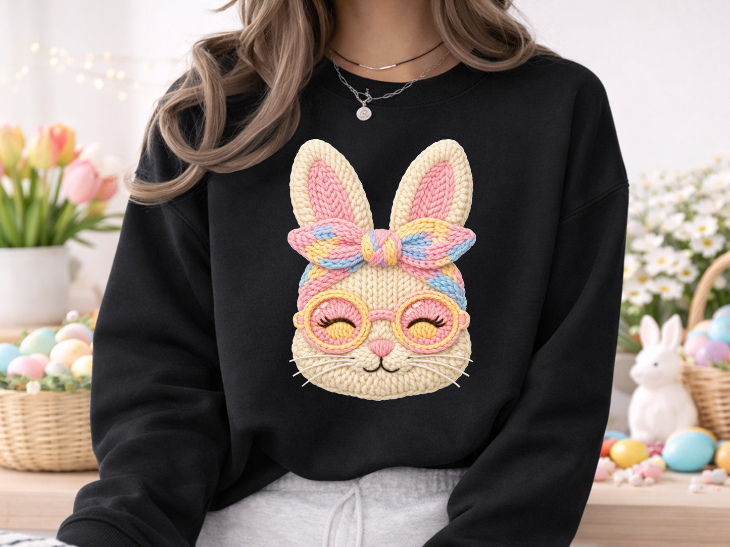 Faux Yarn Bunny Easter Sublimation PNG