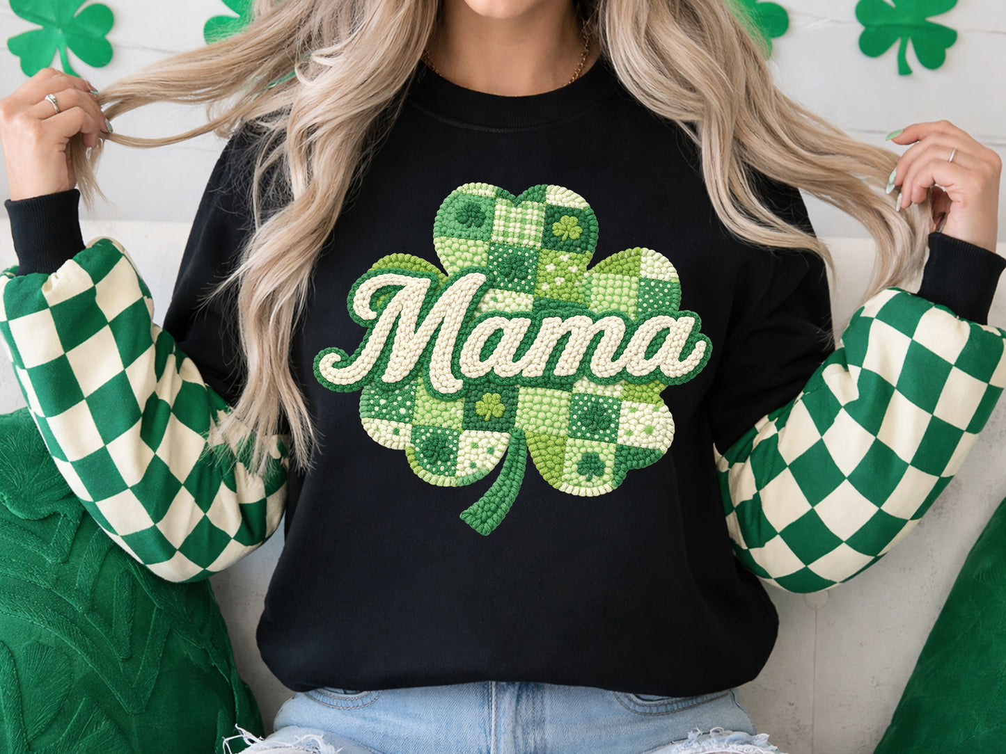 Faux Yarn Clover Mama St Patrick's Sublimation