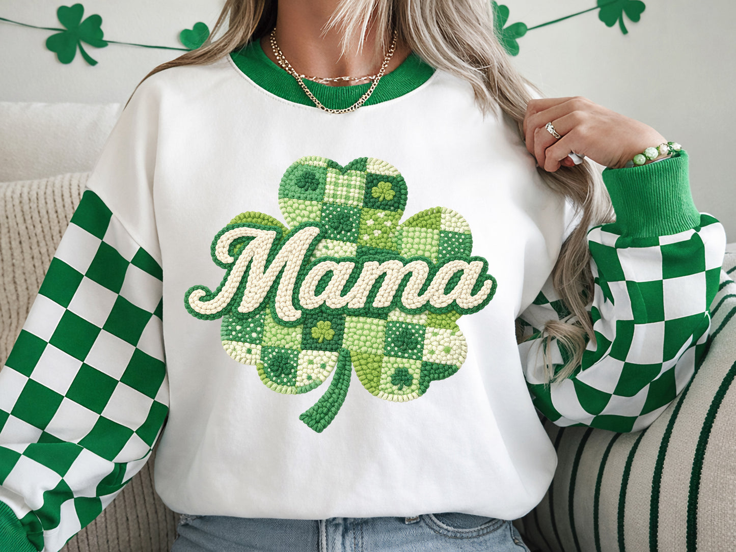 Faux Yarn Clover Mama St Patrick's Sublimation