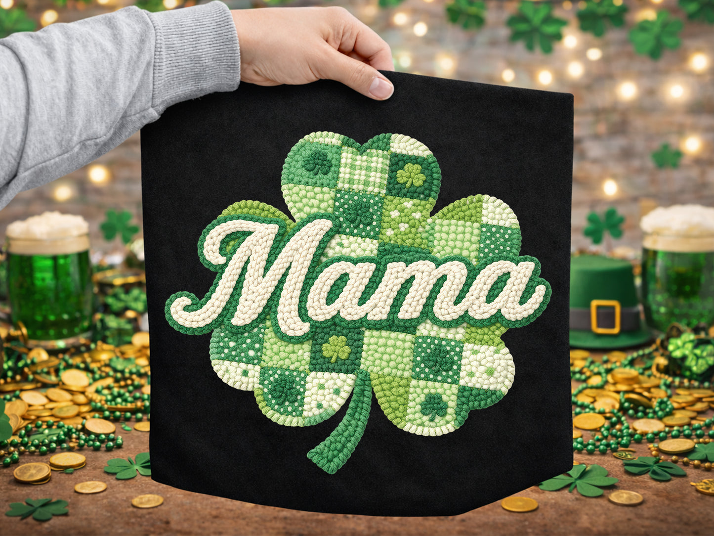 Faux Yarn Clover Mama St Patrick's Sublimation