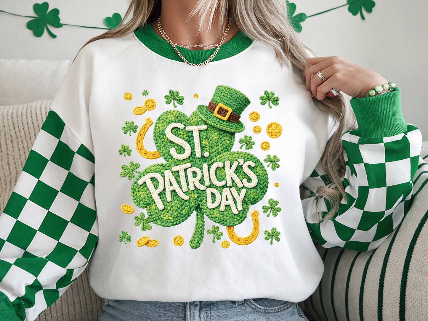 Faux Yarn Clover St Patrick's Day Sublimation