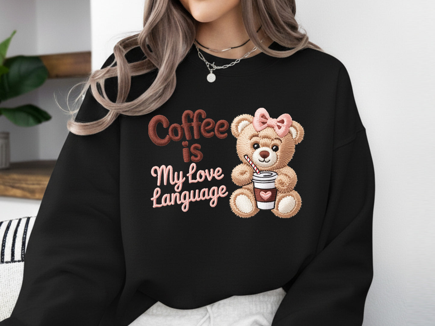 Faux Yarn Coffee is My Love Language Valentine PNG
