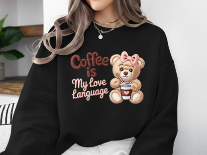 Faux Yarn Coffee is My Love Language Valentine PNG