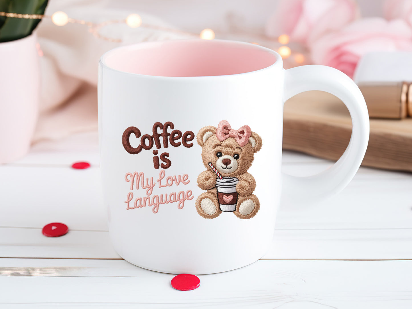 Faux Yarn Coffee is My Love Language Valentine PNG