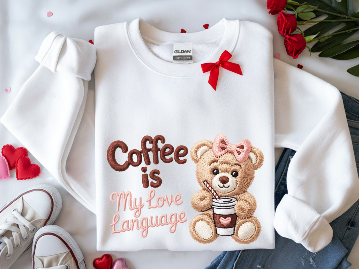 Faux Yarn Coffee is My Love Language Valentine PNG
