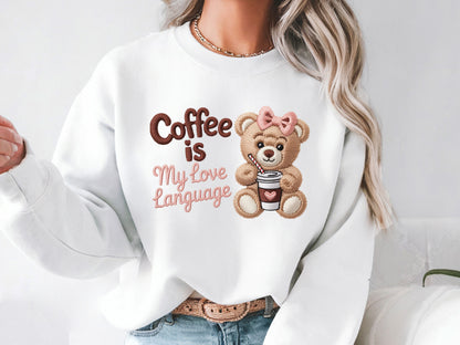 Faux Yarn Coffee is My Love Language Valentine PNG