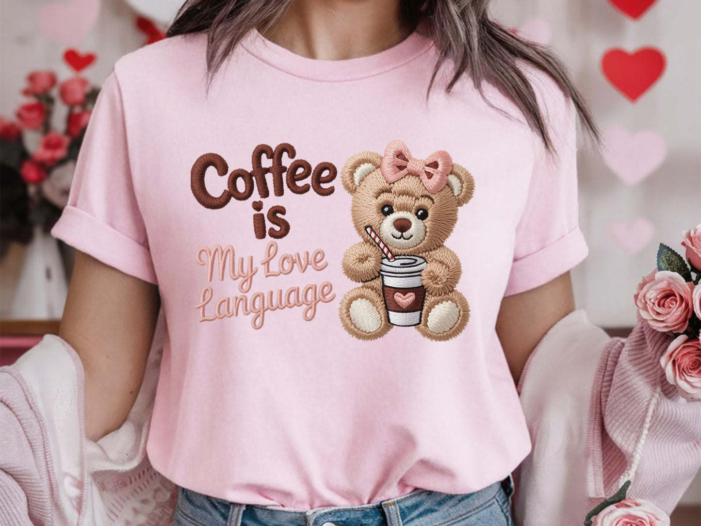 Faux Yarn Coffee is My Love Language Valentine PNG