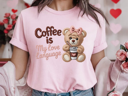 Faux Yarn Coffee is My Love Language Valentine PNG