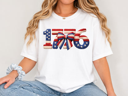 Faux Yarn Coquette Bow 1776 Patriotic PNG