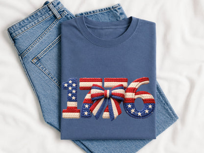 Faux Yarn Coquette Bow 1776 Patriotic PNG