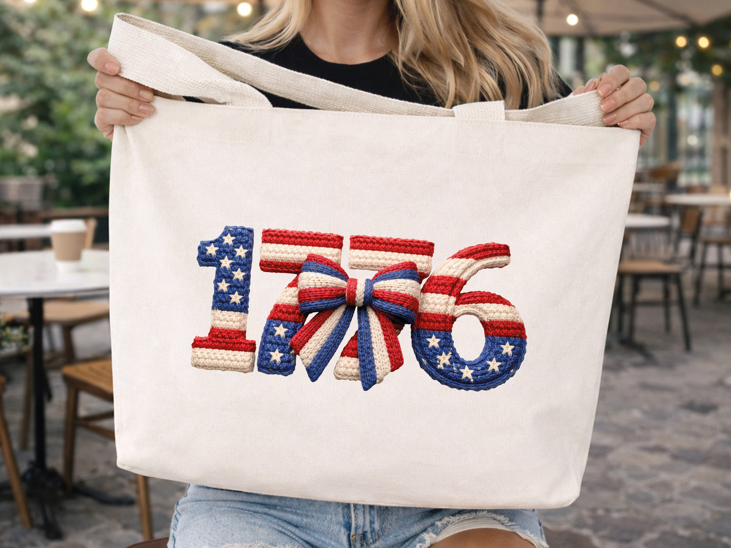Faux Yarn Coquette Bow 1776 Patriotic PNG