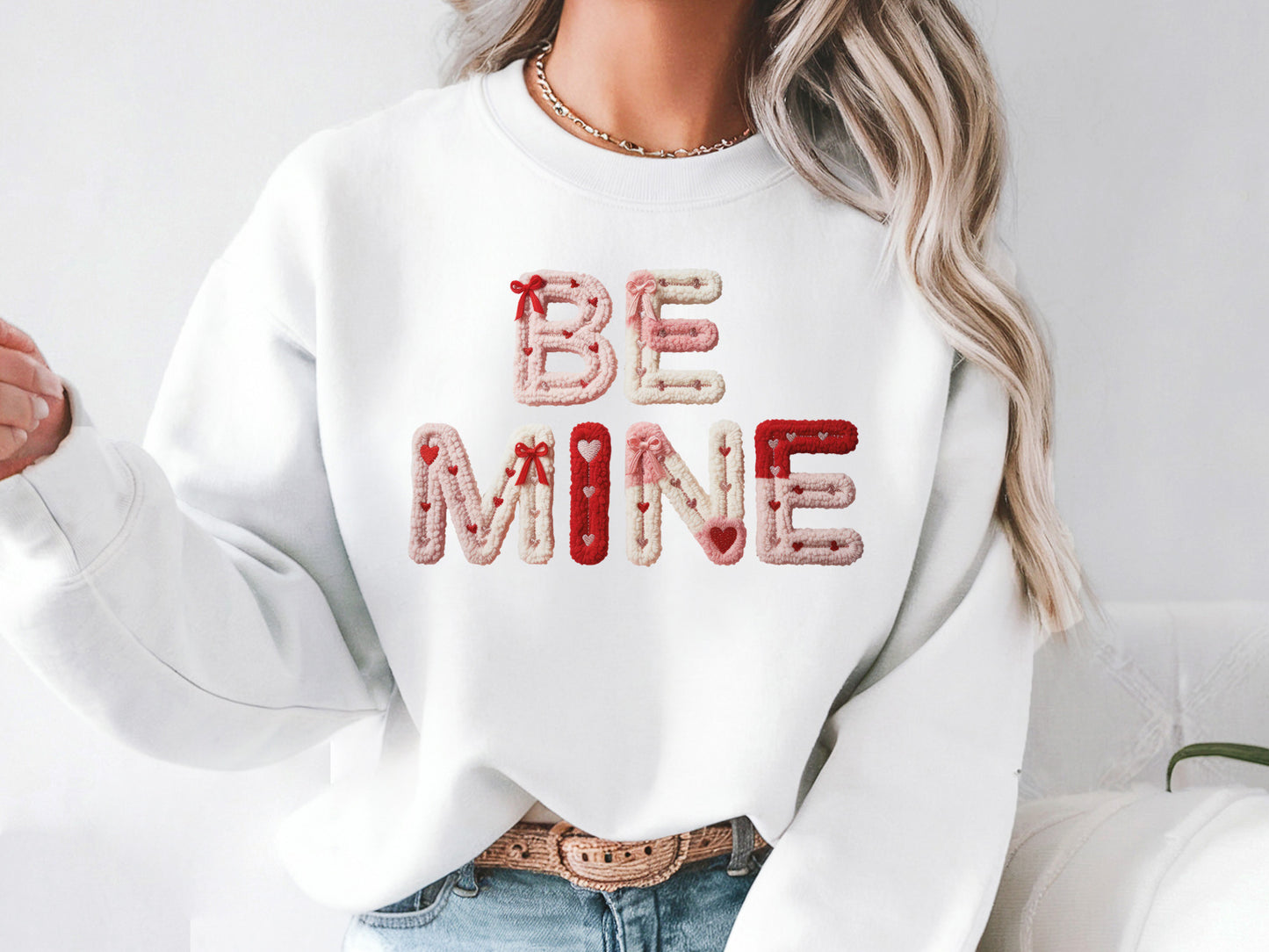 Faux Yarn Coquette Be Mine Valentine PNG Sublimation