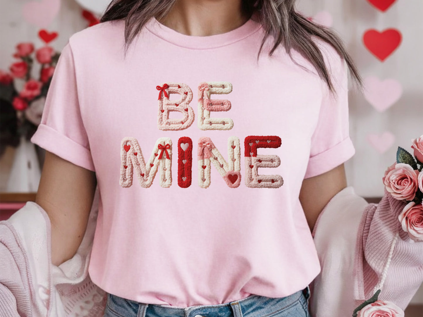 Faux Yarn Coquette Be Mine Valentine PNG Sublimation