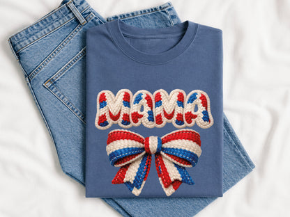 Faux Yarn Coquette Bow Mama 4th of July PNG