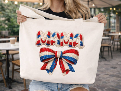 Faux Yarn Coquette Bow Mama 4th of July PNG