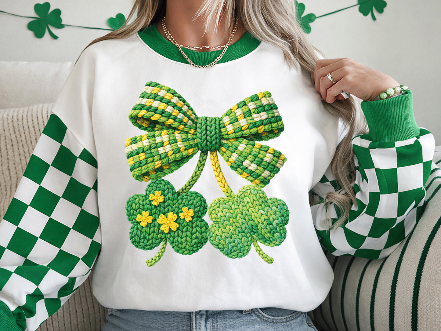 Faux Yarn Coquette Clover St Patrick's Clipart