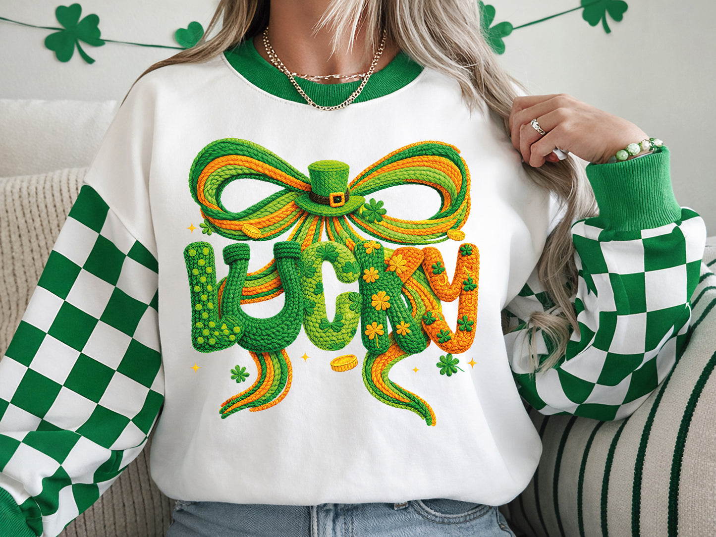Faux Yarn Coquette Lucky St Patrick's Day PNG