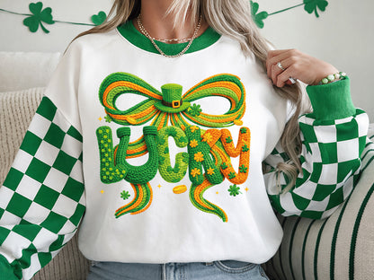 Faux Yarn Coquette Lucky St Patrick's Day PNG