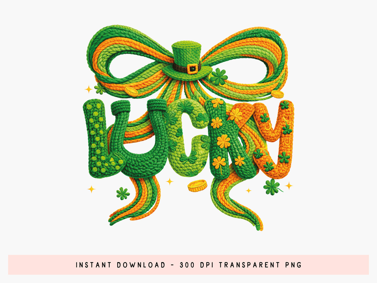Faux Yarn Coquette Lucky St Patrick's Day PNG