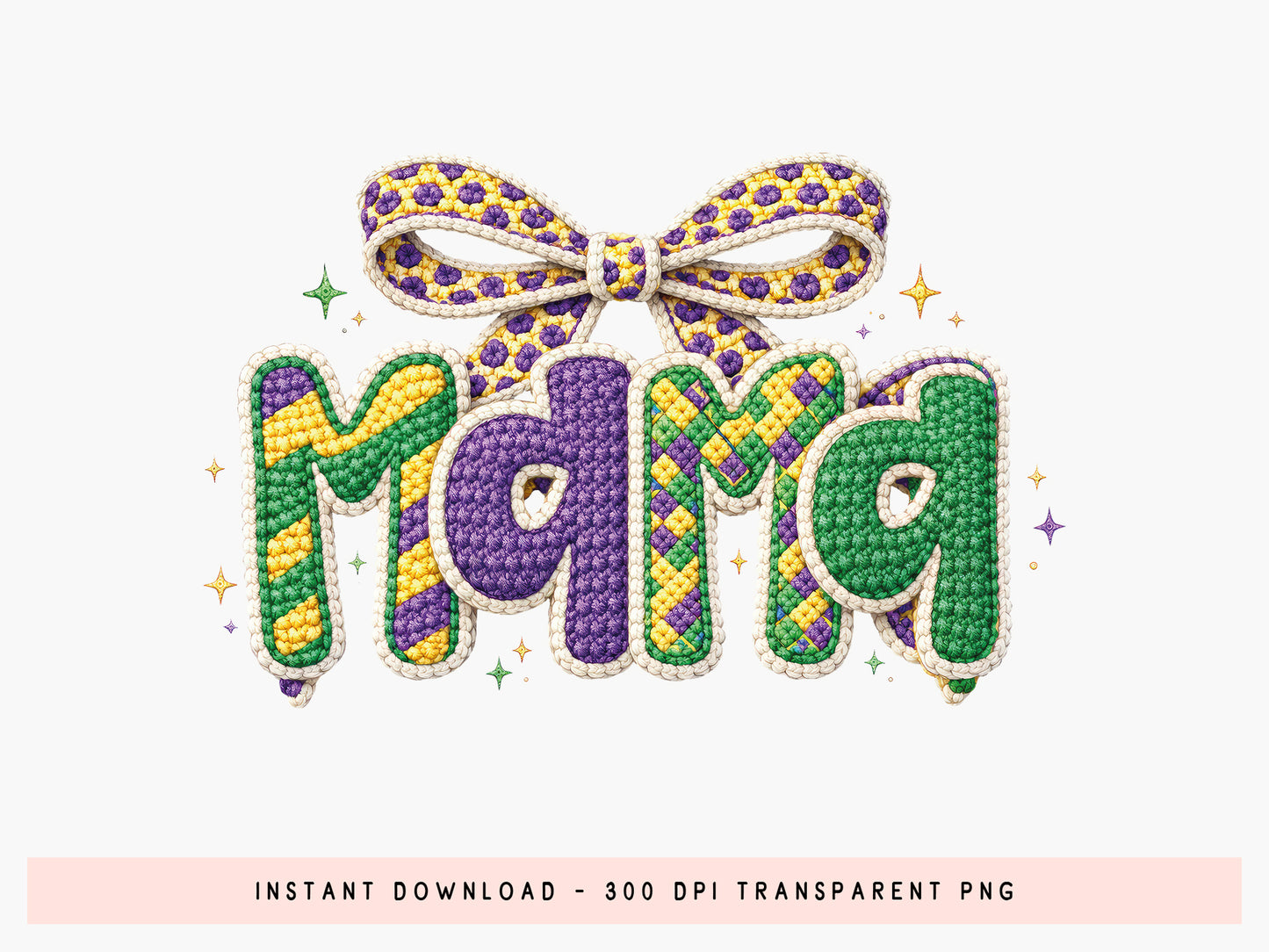 Faux Yarn Coquette Mama Mardi Gras Sublimation