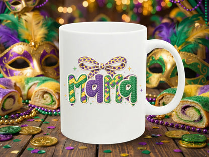 Faux Yarn Coquette Mama Mardi Gras Sublimation