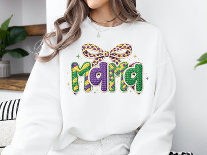 Faux Yarn Coquette Mama Mardi Gras Sublimation