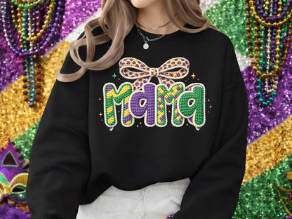 Faux Yarn Coquette Mama Mardi Gras Sublimation
