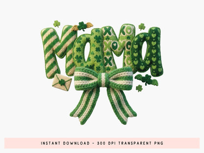 Faux Yarn Coquette Mama St Patrick's Day PNG