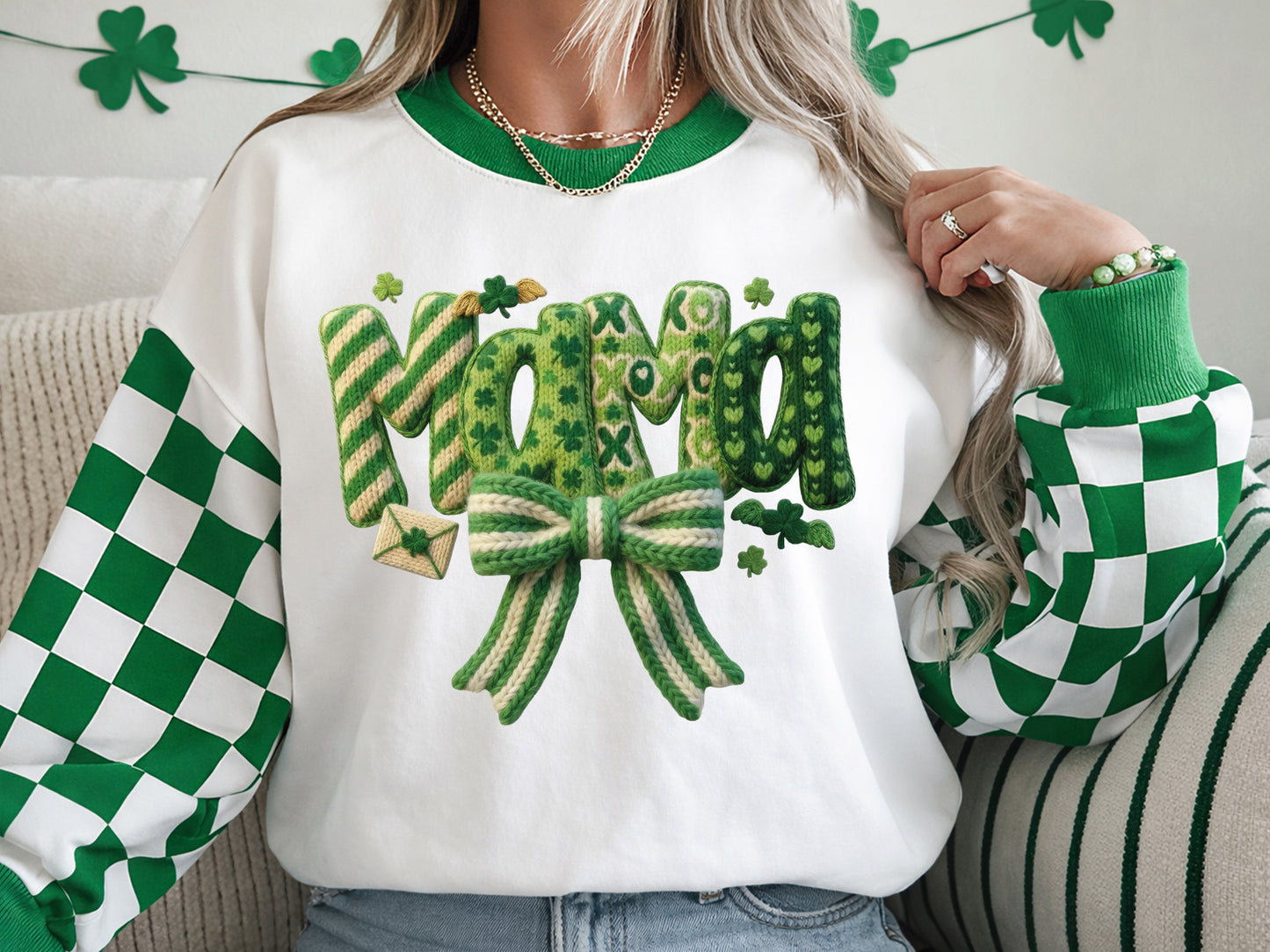 Faux Yarn Coquette Mama St Patrick's Day PNG