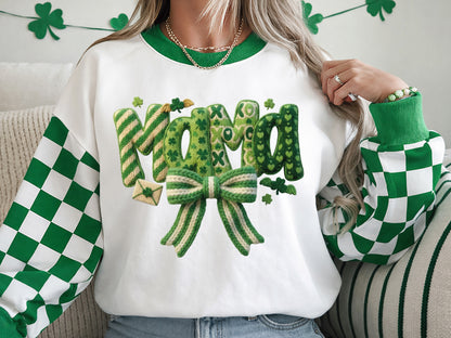 Faux Yarn Coquette Mama St Patrick's Day PNG