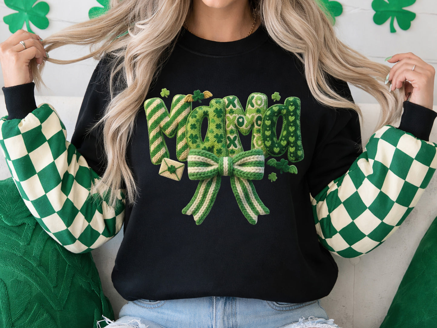 Faux Yarn Coquette Mama St Patrick's Day PNG