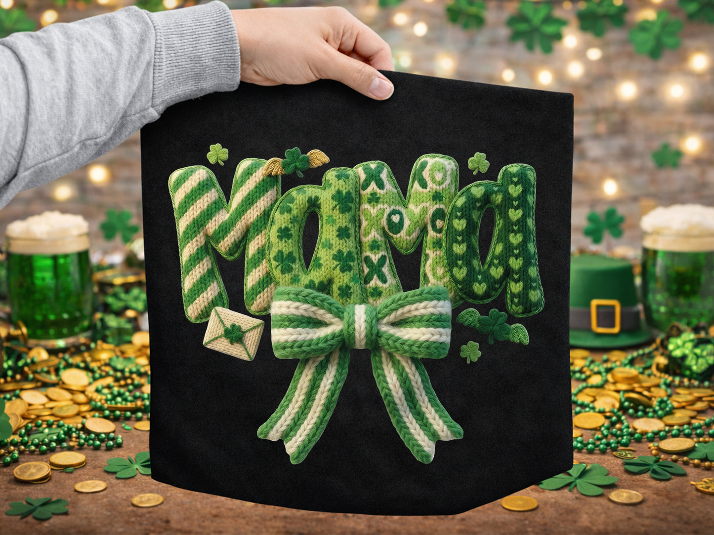 Faux Yarn Coquette Mama St Patrick's Day PNG