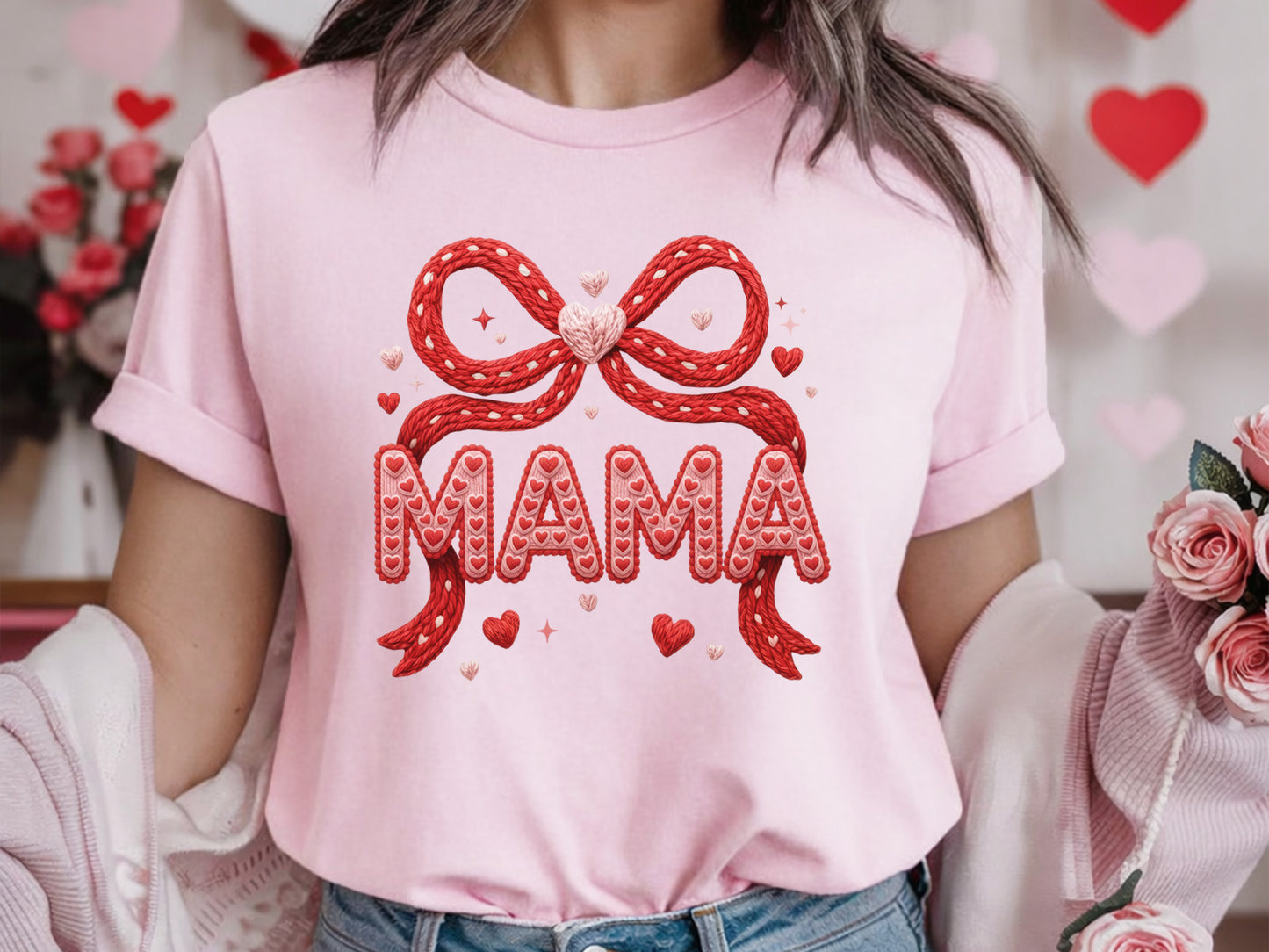 Faux Yarn Coquette Mama Valentine Sublimation