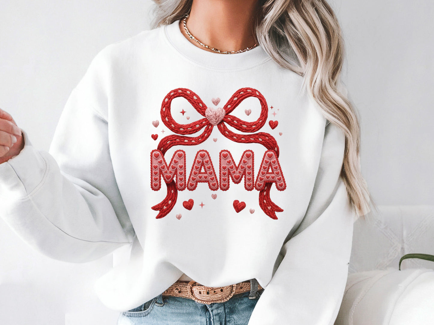 Faux Yarn Coquette Mama Valentine Sublimation