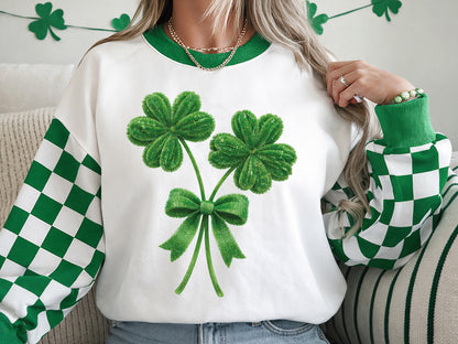 Faux Yarn Coquette Clover St Patrick's Day Clipart