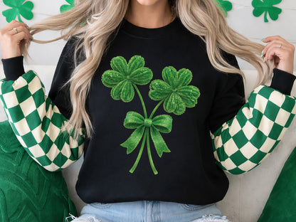 Faux Yarn Coquette Clover St Patrick's Day Clipart