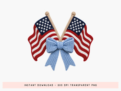 Faux Yarn Coquette USA Flag PNG Clipart