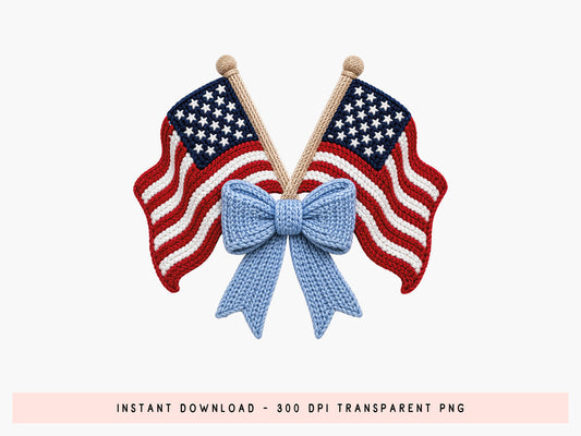 Faux Yarn Coquette USA Flag PNG Clipart
