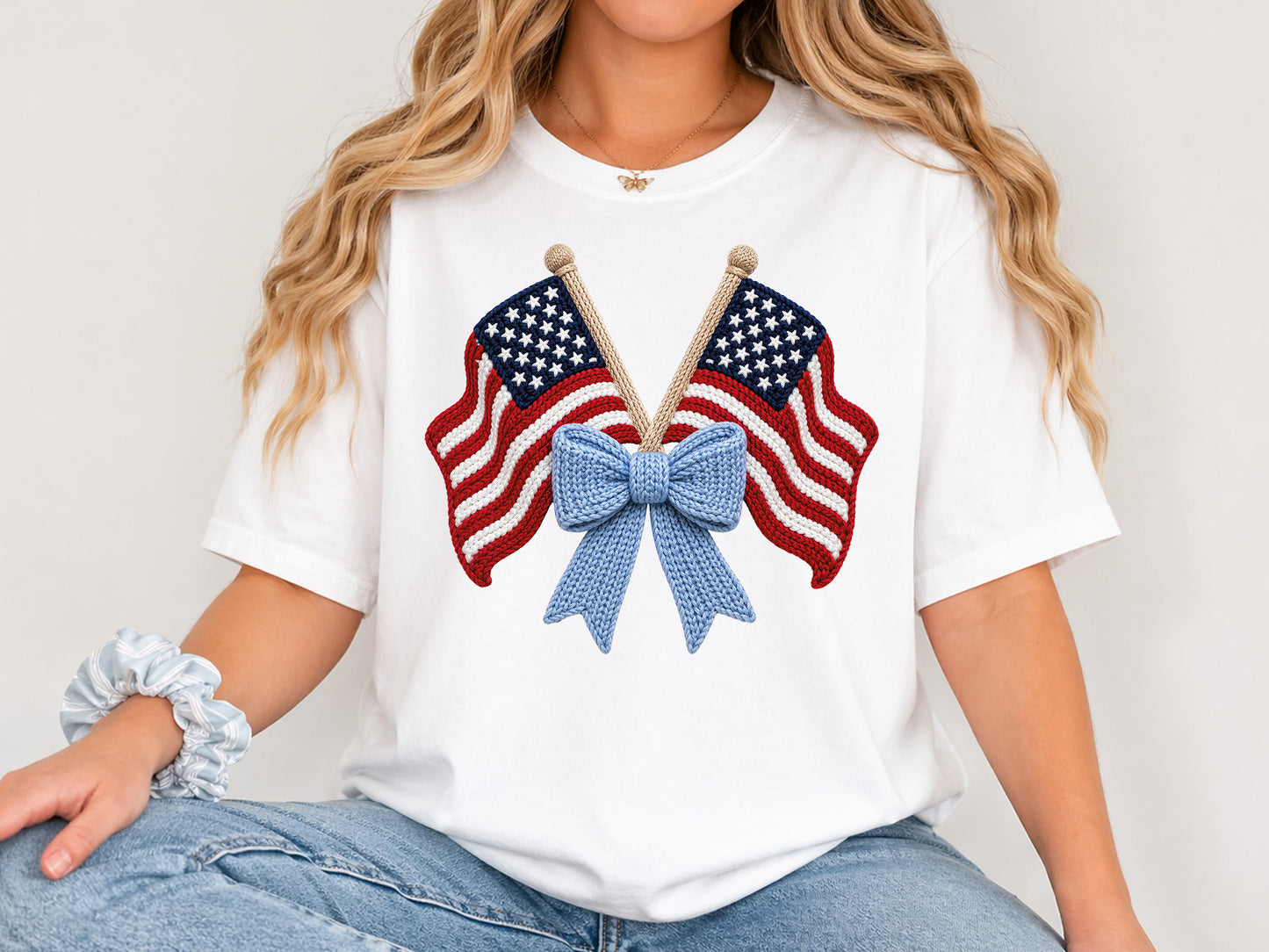 Faux Yarn Coquette USA Flag PNG Clipart