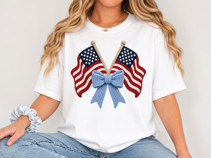 Faux Yarn Coquette USA Flag PNG Clipart