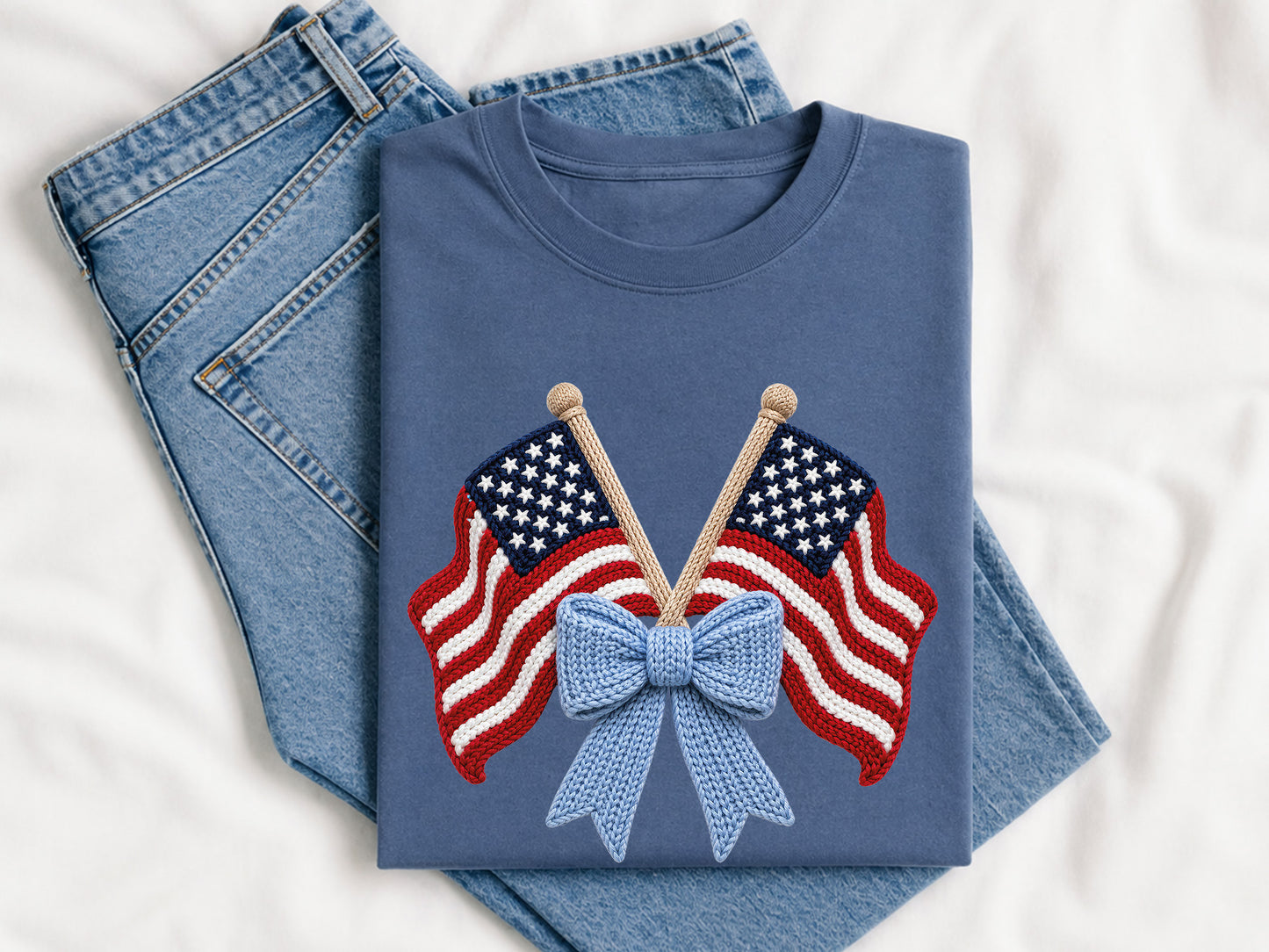 Faux Yarn Coquette USA Flag PNG Clipart