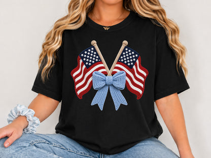 Faux Yarn Coquette USA Flag PNG Clipart
