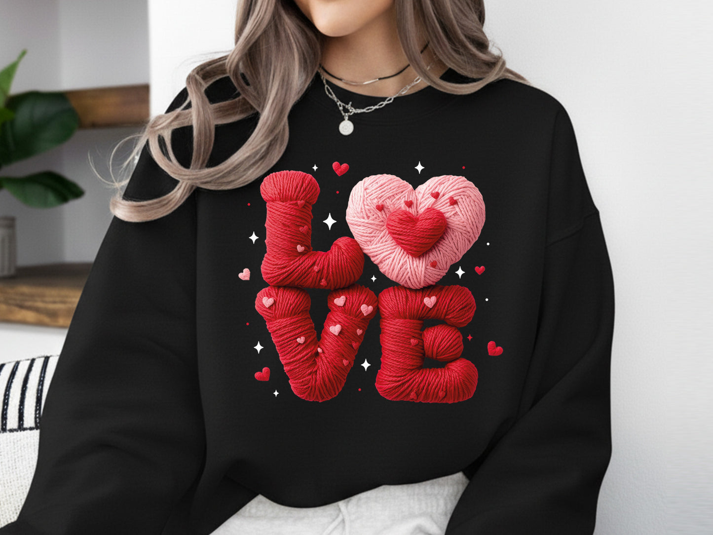 Faux Yarn Crochet Love Valentine PNG Sublimation
