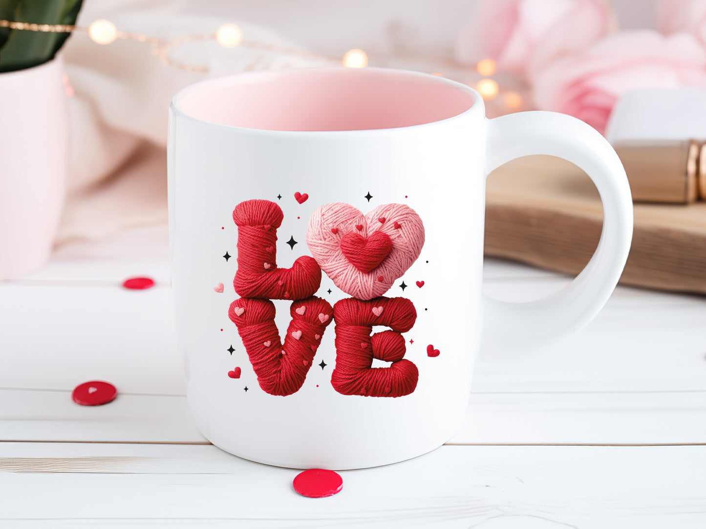 Faux Yarn Crochet Love Valentine PNG Sublimation