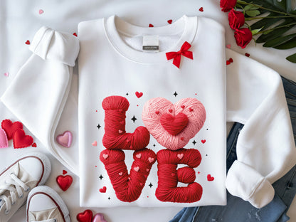Faux Yarn Crochet Love Valentine PNG Sublimation